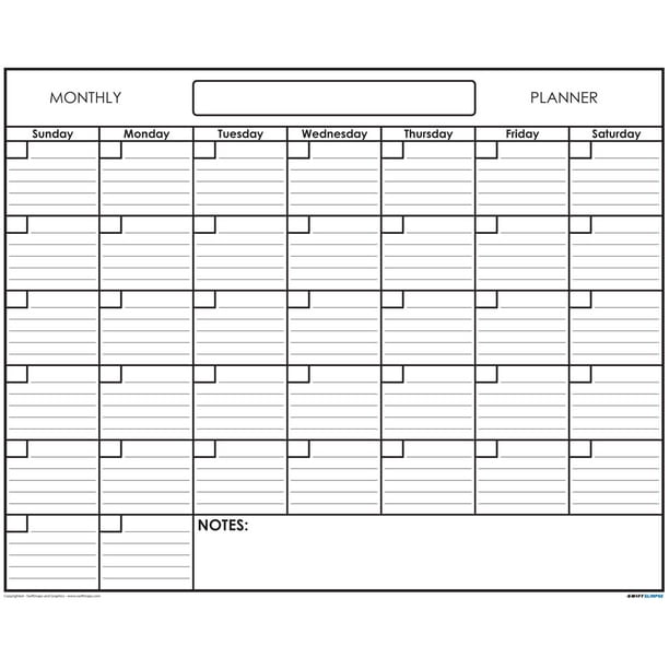 36x48 SwiftGlimpse Large Blank Reusable One Month Wall Calendar Wet & Dry  Erase Laminated Monthly Wall Planner - Walmart.com