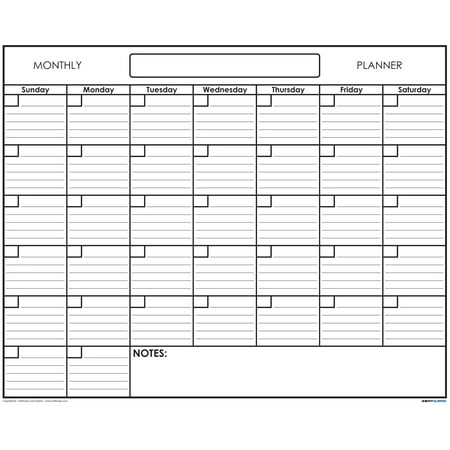 36x48 SwiftGlimpse Large Blank Reusable One Month Wall Calendar Wet & Dry Erase Laminated Monthly Wall