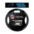 thumbnail image 1 of Cubierta de volante de gamuza sintética NFL de los Carolina Panthers de Fremont Die, se adapta a la mayoría de los volantes de tamaño estándar, negro/colores del equipo, 1 of 1