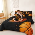thumbnail image 3 of Castle Fairy Basketball Letter D King Bedding 7pcs, Sport Graffiti Splash King Bed in a Bag, Black Orange,Black Reversible, 3 of 7