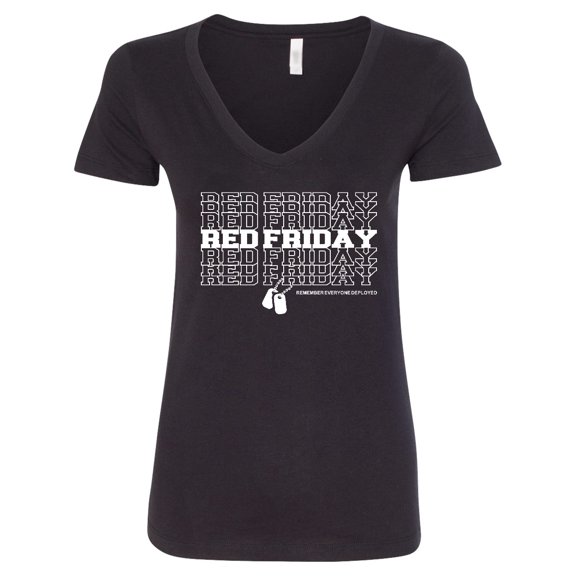 Inktastic Athletic Red Friday Dog Tags Women's V-Neck T-Shirt