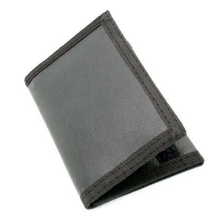 Mens Credit Card Trifold Nylon Wallet Black w/ Touch Fasteners