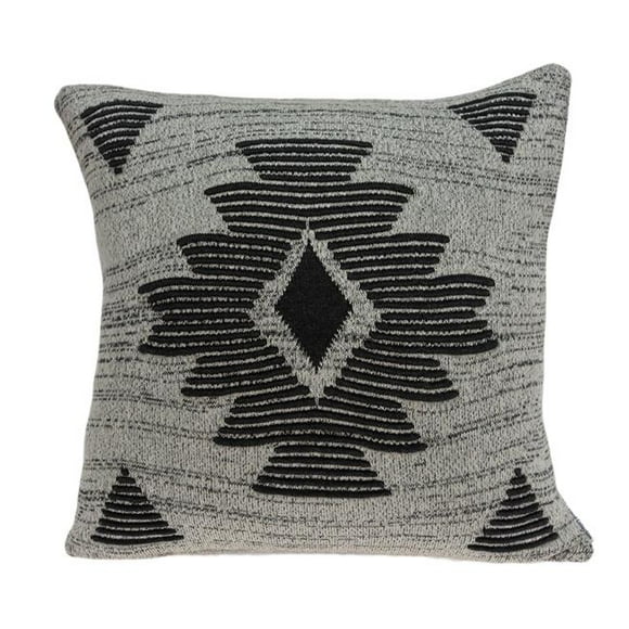 Parkland Collection PILB11038P Shosa Grey & Black Square Southwest Pillow Cover with Poly Insert - 20 x 20 x 7 in.