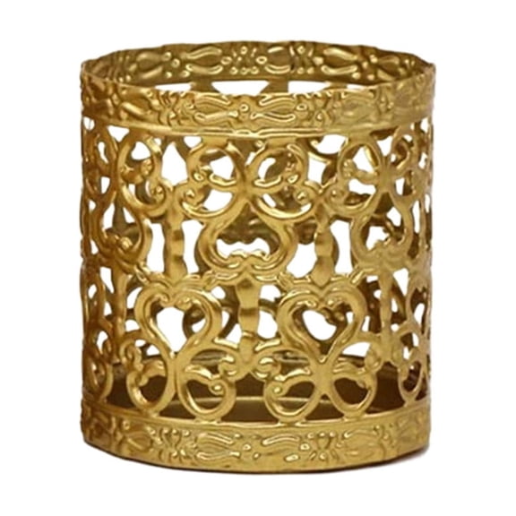 geerera Gold Geometric Iron Candlestick, Openwork Metal Candle Holder for Scented or Pillar Candles, Home Decor Ornament