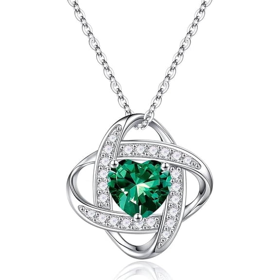 GemEmoprium Heart Pendant Green Emerald Necklace 925 Sterling, Silver