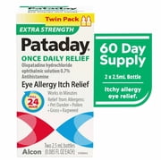 Pataday Extra Strength Eye Allergy Itch Relief Drops, 2.5 mL Twin Pack, Once Daily