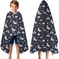 thumbnail image 3 of Blue Cartoon Unicorn Moon Cloud Rainbow Planet Pattern Hooded Bath Towel，60"x35" for Ages 3 To 12 Kids, Quick Dry Lightweight Soft Microfiber Hood Beach Towel Cover Up for Kids, 3 of 7
