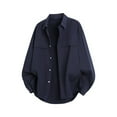 thumbnail image 1 of SBYOJLPB Men's Solid Color Button Turndown Collar Long Sleeved Shirt Double Pocket Work Shirt, 1 of 4