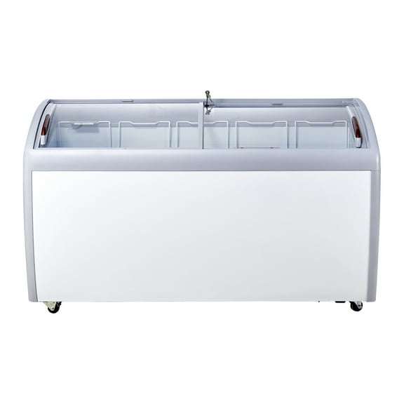 KFFKFF Professional Ice Cream Showcase, 16.3 Cubic Feet Storage Freezer, Portable Transparent Lid Deep Freezer, Dining Establishment Sorbet Serving Cabinet,5 Metal Baskets, Dual Slide Glass Doors