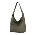 thumbnail image 4 of Time and Tru Women's Shively Faux Suede Bucket Handbag, Dark Olive, 4 of 4