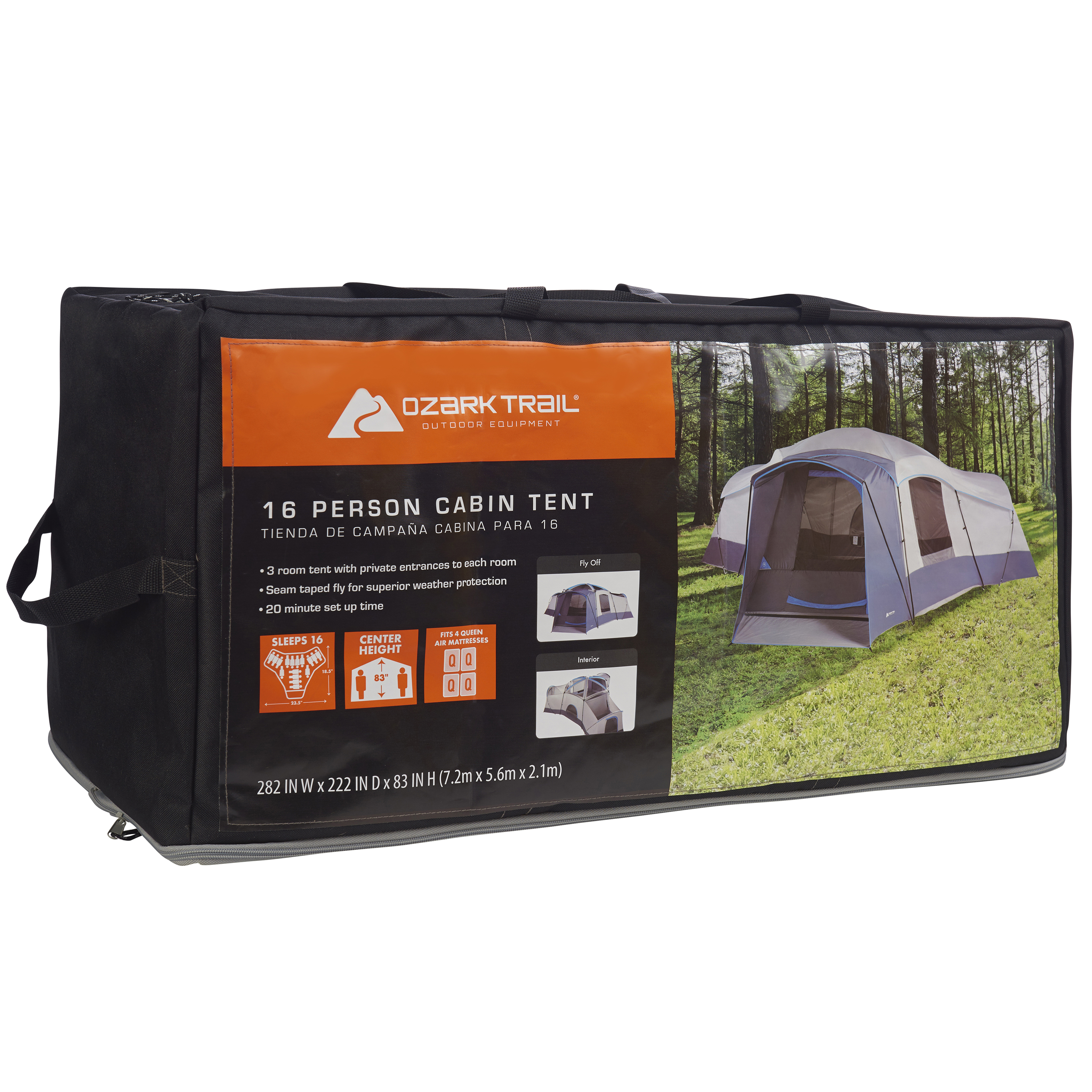 Carpa tipo cabaña Ozark Trail para 16 personas, 2 divisores de habitación removibles 2