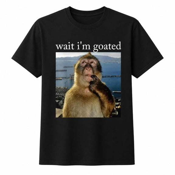 Wait I'm Goated Monkey Graphic T-Shirt, Unisex Classic Fit Meme Tee