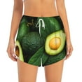 thumbnail image 3 of Uemuo Fresh Avocados Pattern Women's Athletic Shorts High Waisted Running Shorts with Liner Pockets Gym Elastic Workout Shorts-Medium, 3 of 9