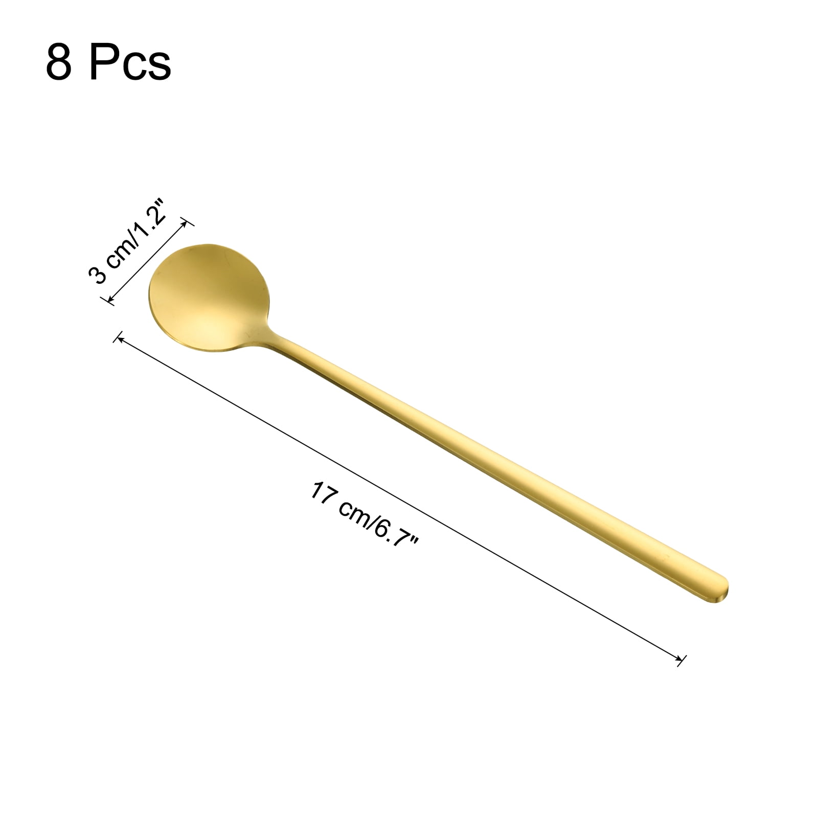 Unique Bargains 8Pcs Stainless Steel Round Long Handle Coffee Spoons 6.7" Gold Tone
