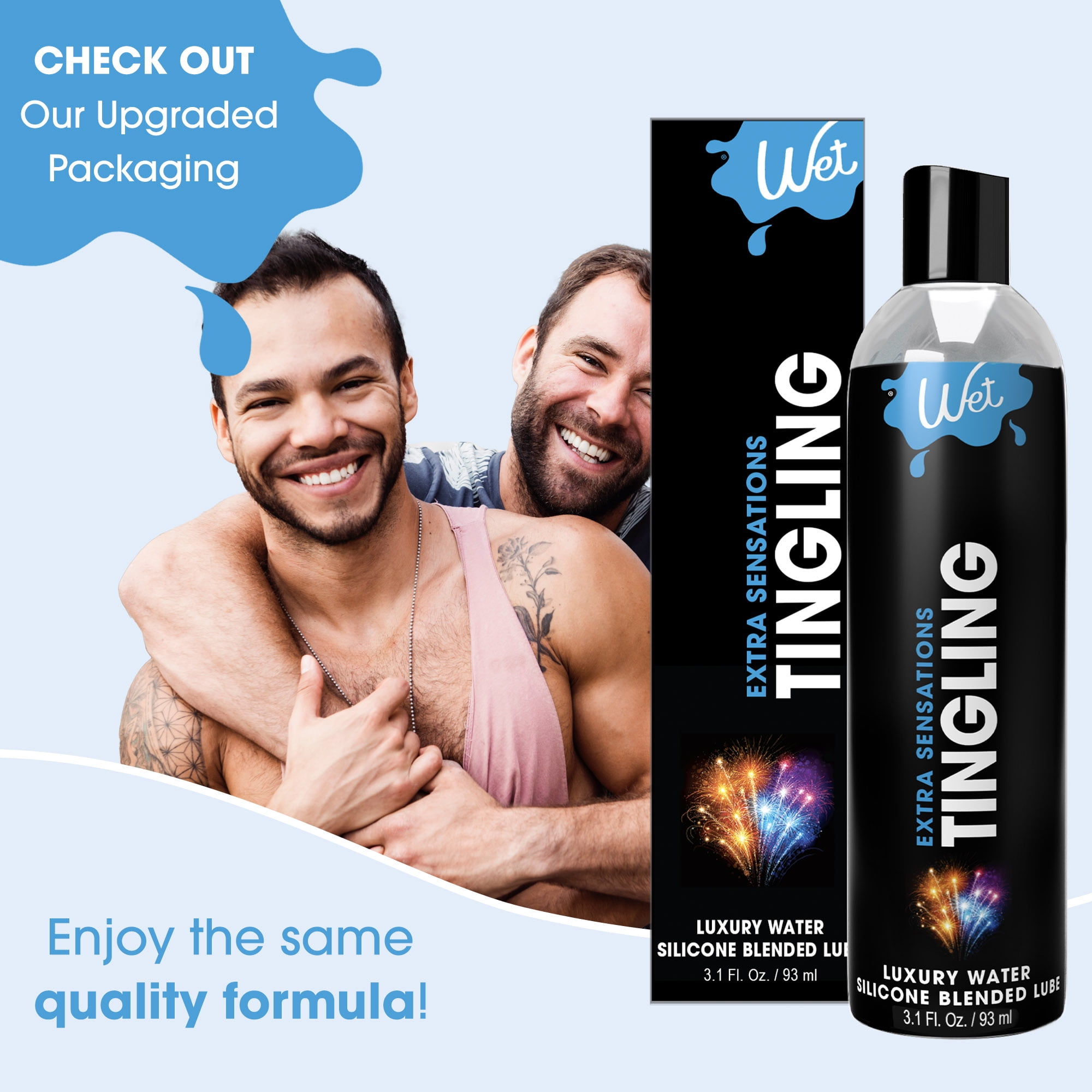 Wet Cool Tingling Hybrid Silicone & Water Blend Based Lube, Long Lasting Luxury Personal Lubricant, 3.1oz