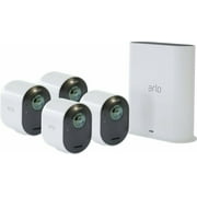Arlo - Ultra 4-Camera Indoor/Outdoor Wire Free 4K HDR Security Camera System - White