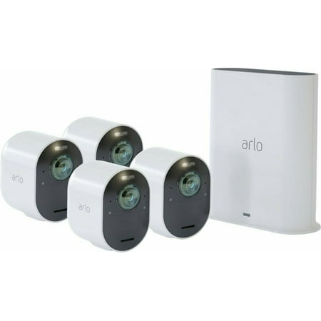 Arlo - Ultra 4-Camera Indoor/Outdoor Wire Free 4K HDR Security Camera System - White
