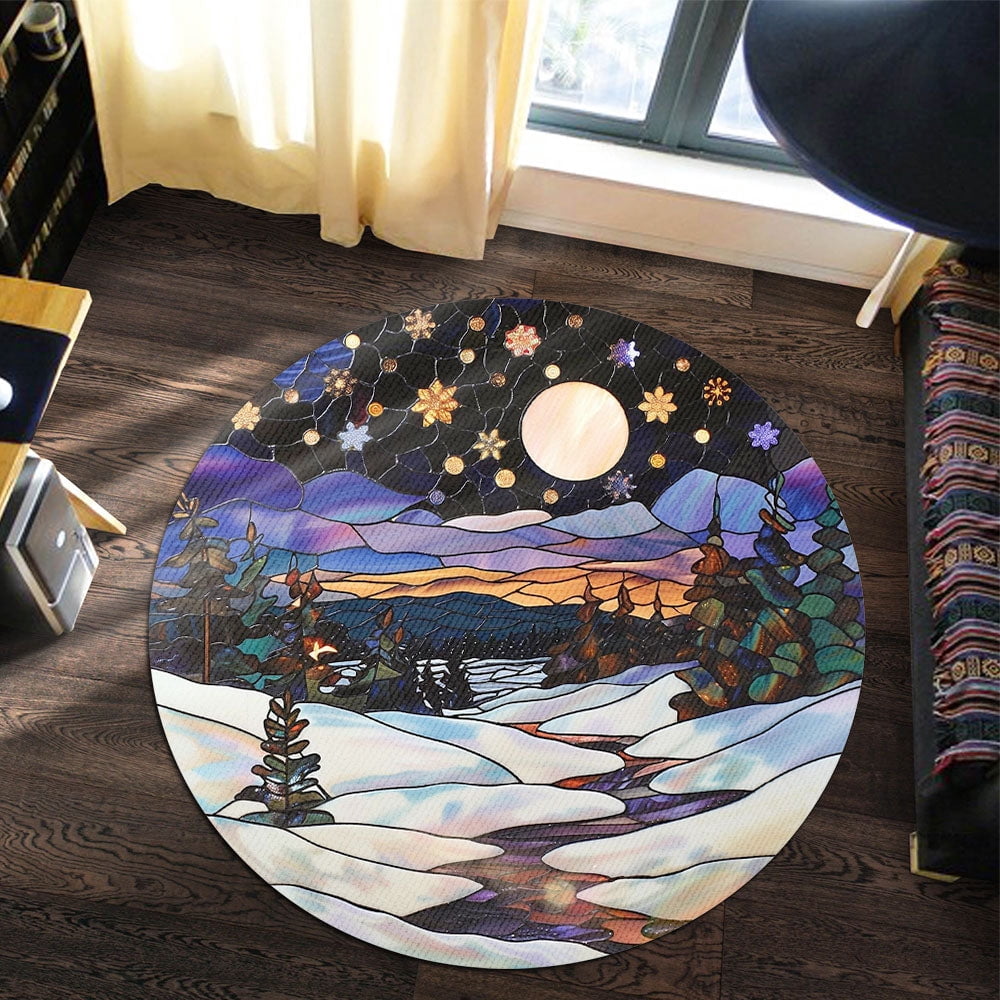 Round Rug, Sunset Soft Washable Carpet, Non-Slip Floor Mat for Living Room Bedroom Home Decor 24 Inch