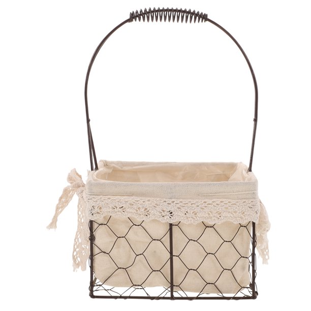 Cesta de tela retro creativa, cesta de almacenamiento de estilo rural, cesta de flores con asas, adorno decorativo para el hogar y el jardín.