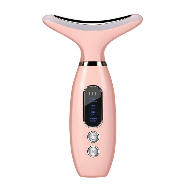 Fiudx Dispositivo de Terapia de Luz Roja, Masajeador de Cuello con Led de 4 Colores, Modos de Vibración y Calor Personalizados, Diseño Ergonómico para Contorno Facial, Rutina Diaria de Cuidado de La