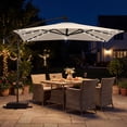 thumbnail image 3 of Costway 8 x 8 FT Solar LED Offset Cantilever Patio Umbrella, Square Hanging Outdoor Beige, 3 of 10