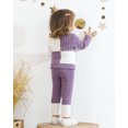 thumbnail image 6 of Kimi bear 2T Toddler Girl Outfit Set 3T Child Girls Long Sleeves Color Block Top Jegging Pants 2pcs Clothing Purple, 6 of 7