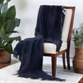 thumbnail image 2 of HomeRoots 519075 Indigo Woven 100 Percent Cotton Throw Blanket, 2 of 5