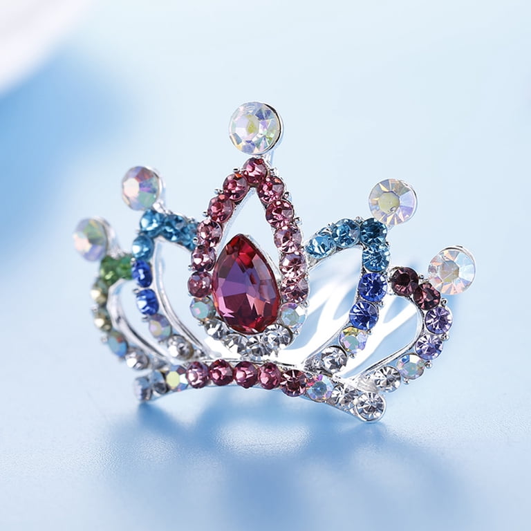 Crown hair clip rhinestone bling Elegant Silver and Purple Hair Comb clip Women Elegant Crystal Hair Clips Hair Bun Maker Holder  main image 4