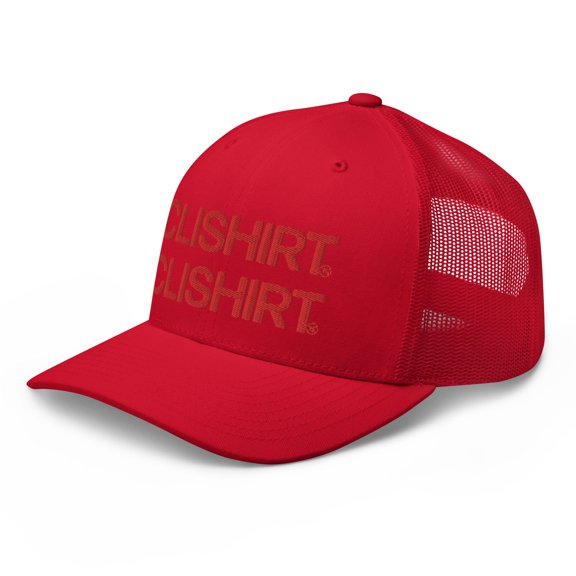 Clishirt Adult Unisex 3D Puff Embroidered Branded Adjustable Red Retro Trucker Hat