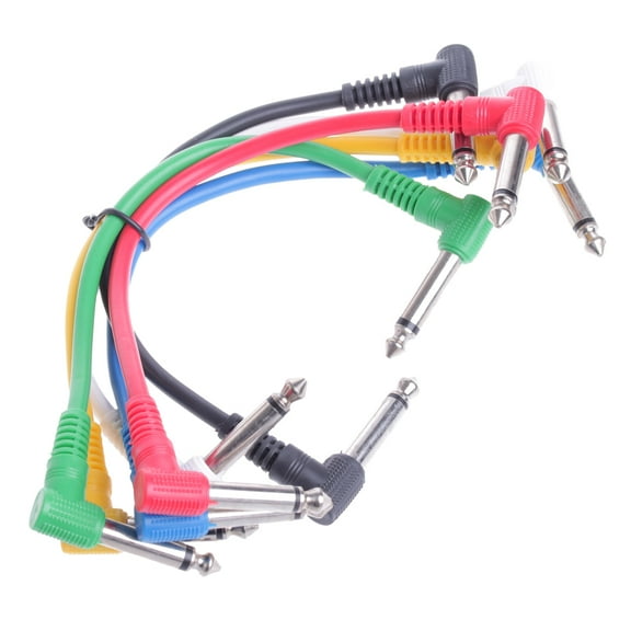 Ciwanning 6Pcs/Set Colorful Angled Plug Leads Cables For Guitar Pedal Effect