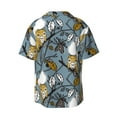 thumbnail image 5 of Uemuo Squirrel And Leaves Pattern Cotton Linen Short Sleeve Shirts,Casual Lightweight Button Down Shirts,Vacation Beach Summer Tops-4X-Large, 5 of 7