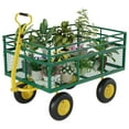 thumbnail image 2 of 1400 Lbs Steel Garden Cart, Heavy Duty Garden Wagon Cart Pullable on Wheels, Metal Yard Utility Wagon Carts with 10" All Terrain Tires, Mesh Removable Sides and 180°Rotating Handle, 2 of 10