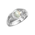 thumbnail image 3 of RYLOS Men's Rings 14K White Gold Rings Classic Designer Style 8X6MM Oval Gemstone &  Sparkling Diamond Ring Opal October Birthstone Rings For Men Size 10, 3 of 7
