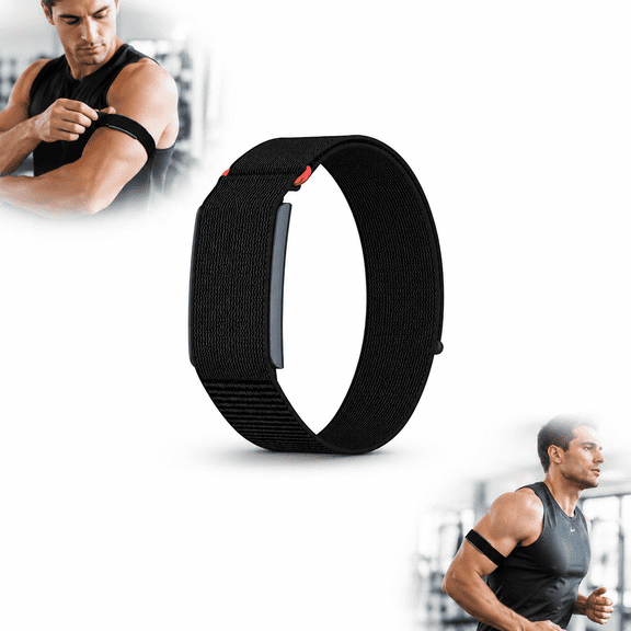 Nylon Arm Strap Compatible with Amazfit Helio Strap, Adjustable Hook-and-Loop Replacement Armband 280-420mm, Breathable Sports Band, Black