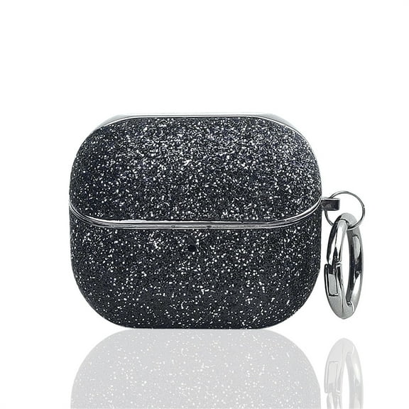 Allytechgroup for Bling Glitter Galaxy Buds 3/3pro Case with Keychain, Slim Lightweight Shockproof Protective Cover for Women Girls, Anti-Scratch PC TPU Case with Precise Cutouts, Black