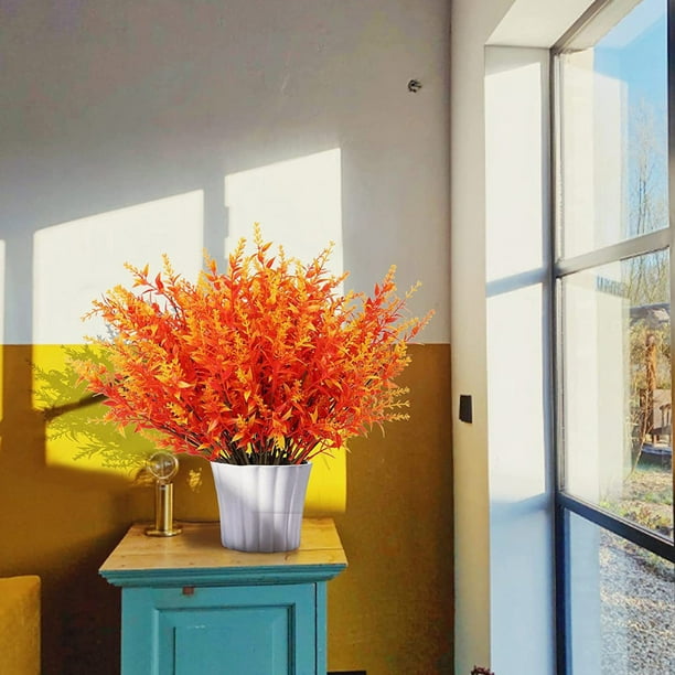 mfyjkho Tallos de lavanda artificiales, decoración otoñal para exteriores, material plástico, decoración rural para el jardín, juego de 7 piezas