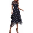 thumbnail image 6 of PRETTYGARDEN Cocktail Dresses for Women Summer Short Sleeve Floral Mesh Sheer Midi Party Wedding Guest Dress, 6 of 7