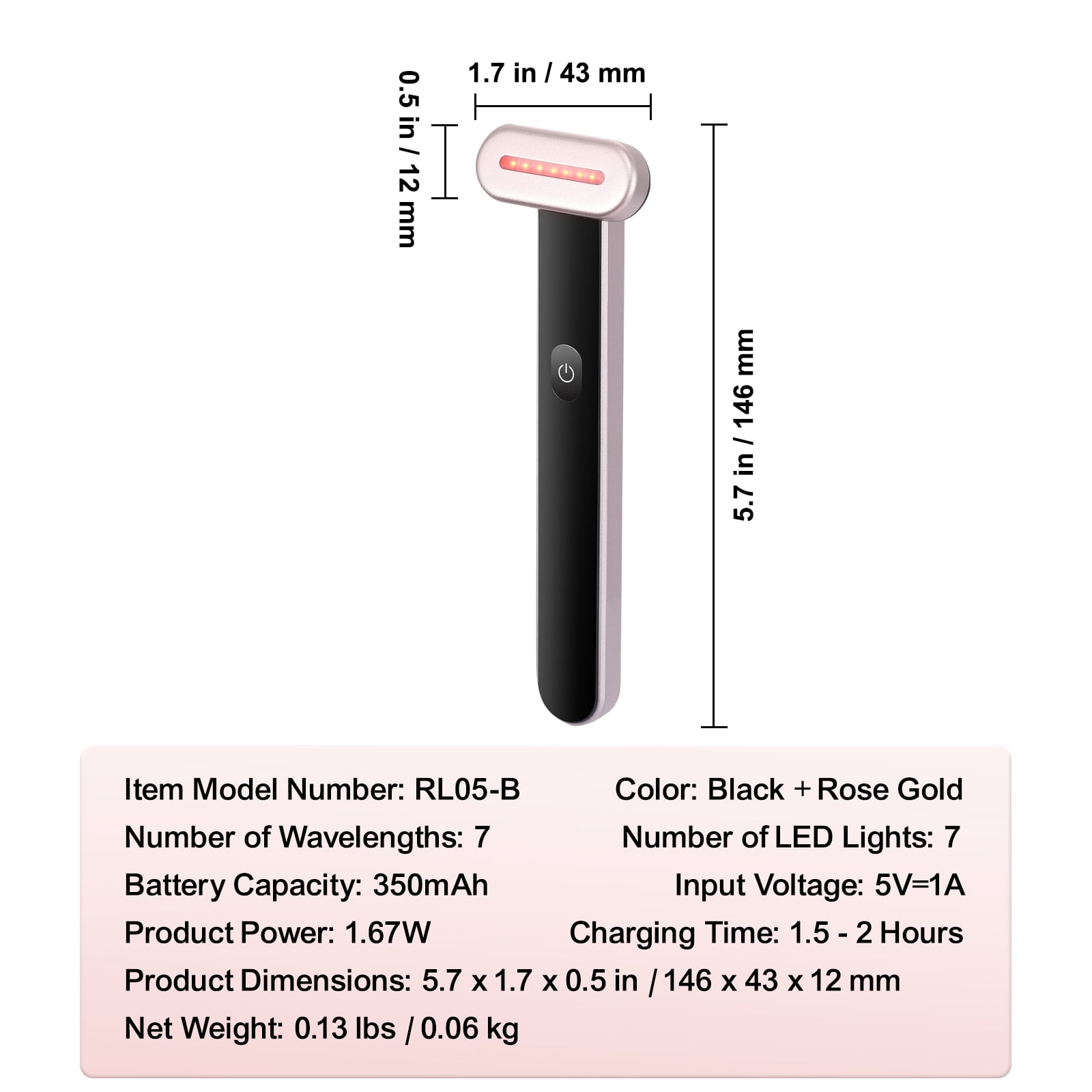 Dr.pedi Red Light Therapy Wand For Face, 7Color LED Facial Wand Red Light Therapy Device With Heatig Therapy Microcurrent Vibrating Massage, Portable LED Beauty Wand For Face, Neck