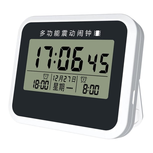 Reloj despertador con pantalla digital y alarma , reloj de mesita de noche, función de repetición, despertador vibratorio, silencioso para estudio