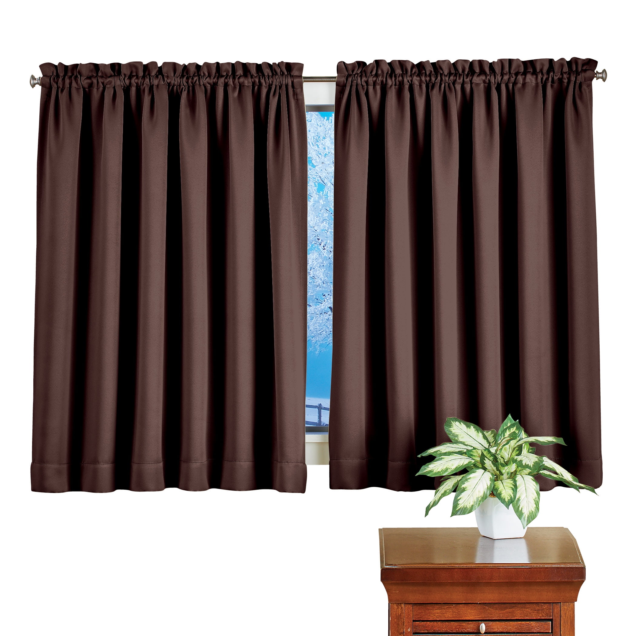 Rod Pocket Short Blackout Curtain Panel Reduces Light and Noise