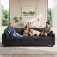thumbnail image 2 of Asofer 110" Corduroy 3‑Seater Cloud Sofa, Upholstered Couch with Extra Deep Seats, 2 Throw Pillows for Small Space & Apartment, Dark Gray, 2 of 9