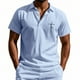 thumbnail image 1 of Blusa y camisa de manga corta con cuello vuelto para hombre, color liso, moda de verano, estampado informal, manga corta, botones, cuello vuelto, bolsillo, camisa de poliéster para hombre, 1 of 8