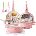 thumbnail image 1 of Sartenes antiadherentes rosa, juego de ollas y sartenes 12 piezas, utensilios de cocina para inducción color rosa, 1 of 7