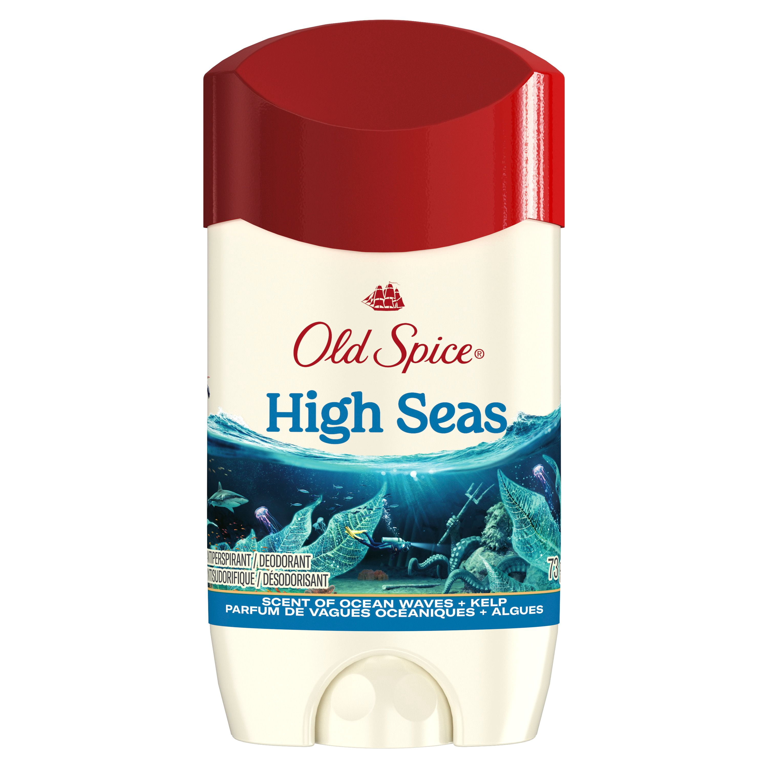 Antisudorifique et désodorisant Old Spice pour hommes, High Seas, parfum de vagues océaniques et algues, fraîcheur durable 24/7