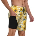 thumbnail image 2 of Daiia Striped Sunflower Daisy Mens Swim Trunks Swim Shorts Quick Dry Swim Shorts with Mesh Lining Pockets-3X-Large, 2 of 9