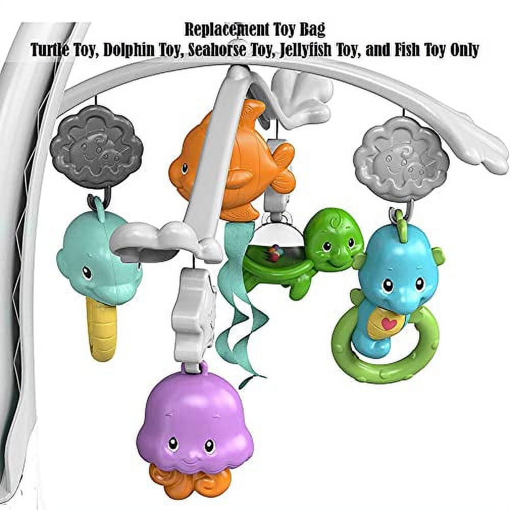 Replacement Parts for Fisher-Price 3-in-1 Soothe & Play Mobile - DFP12 ~ Replacement Toys - Turtle, Dolphin, Seahorse, Jellyfish and Fish