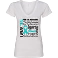 thumbnail image 3 of Inktastic Ovarian Cancer I Wear Teal Ribbon Tribute Women's V-Neck T-Shirt, 3 of 5