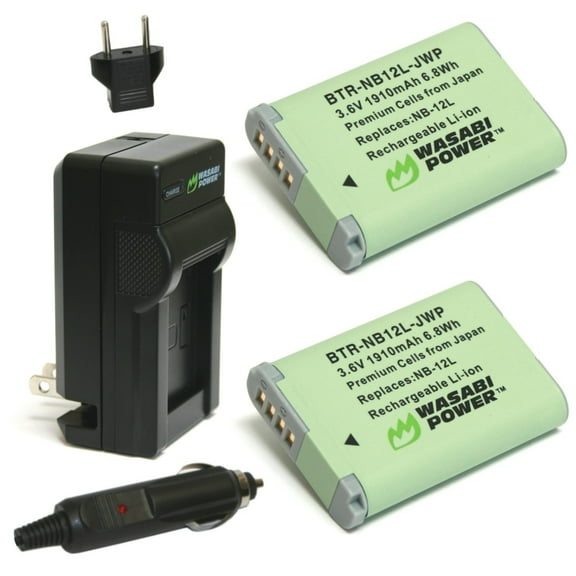 Wasabi Power Battery (2-Pack) and Charger for Canon NB-12L