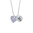 thumbnail image 2 of Delight Jewelry Acrylic Small Hologram Heart Silvertone Script Initial Disc - G - Charm Necklace, 20"+3", 2 of 4