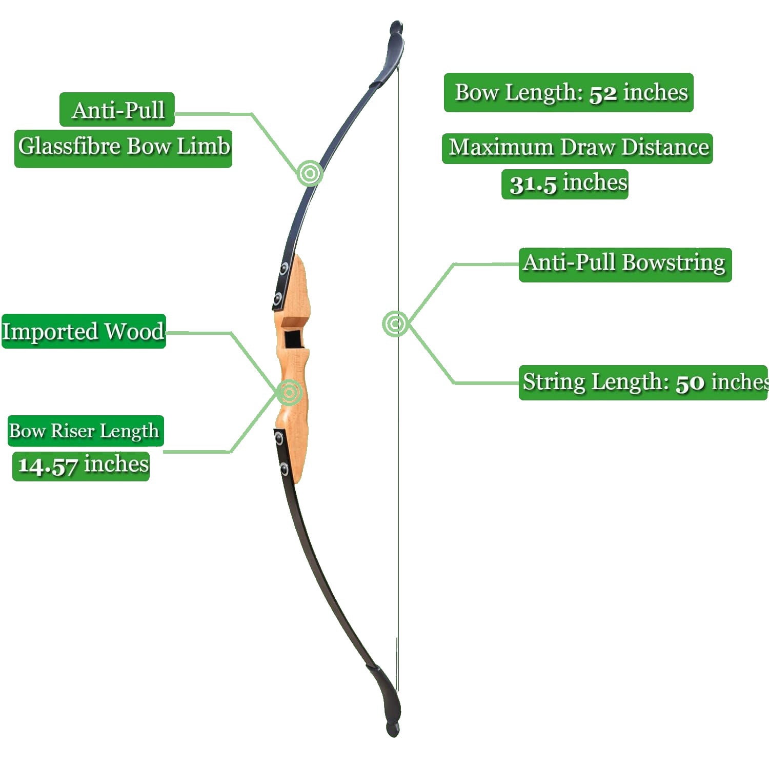 Piaoyu 40LB Right Handed Bow, Outdoor Adult Beginner Shooting Training Practice Traditional Wooden Recurve Bow and Arrow Set